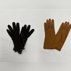 Super soft vintage women's gloves - nubuck and leather